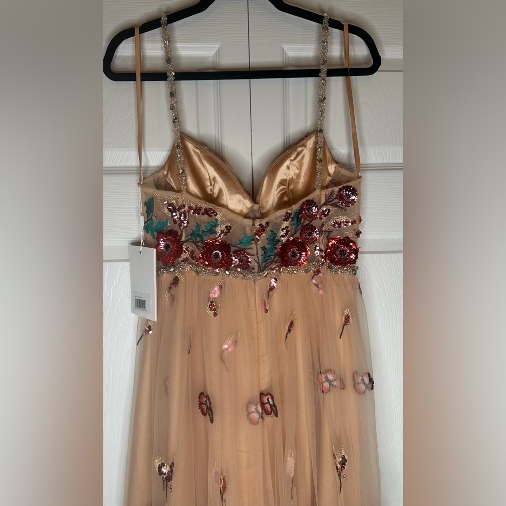 MAC DUGGAL Beige Embellished Floral Detail A Line Gown Size 8 Style #681101 NWT - Picture 11 of 16